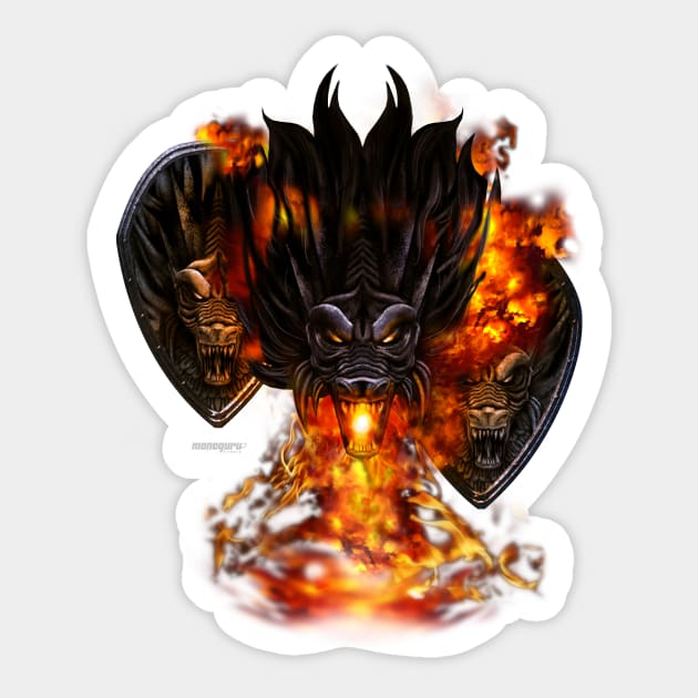 Black dragon Sticker by monoguru